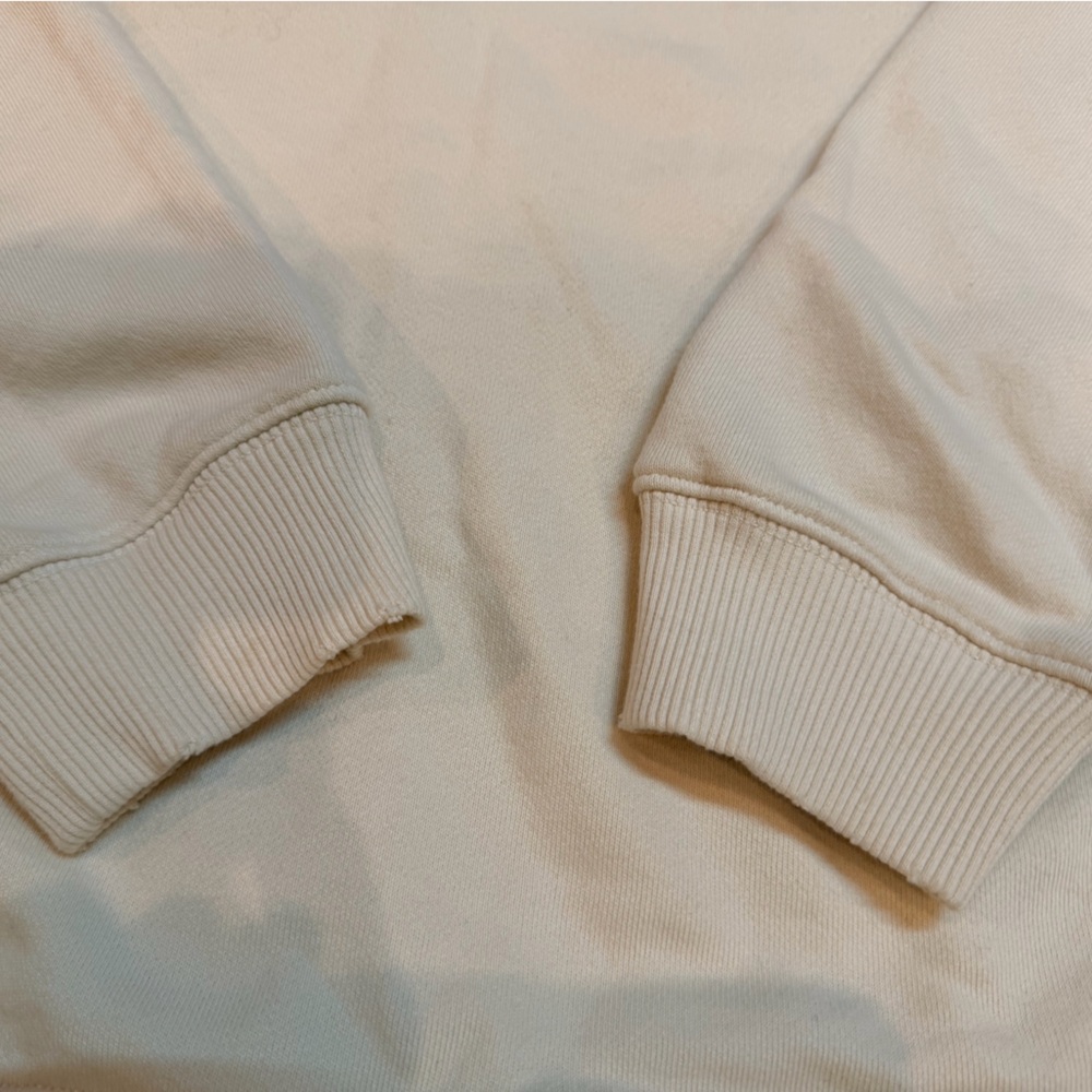 Aerie Love This Moment Cream Ivory Hoodie Sweatshirt Cropped Distressed Hem S - Picture 10 of 12